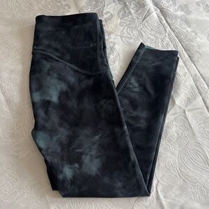 SPANX Black and Charcoal Tie-Dye Leggings